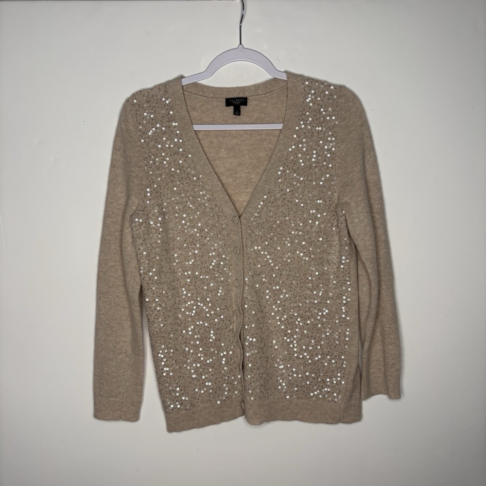Talbots Cardigan Sweater PL Lambswool Angora Rabbit Soft Glam Cottagecore Chic